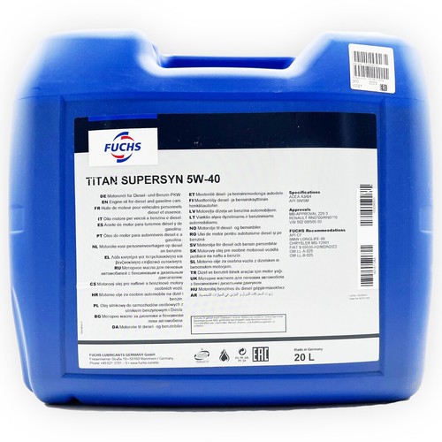 20l fuchs titan supersyn 40 - titan, 5w-40